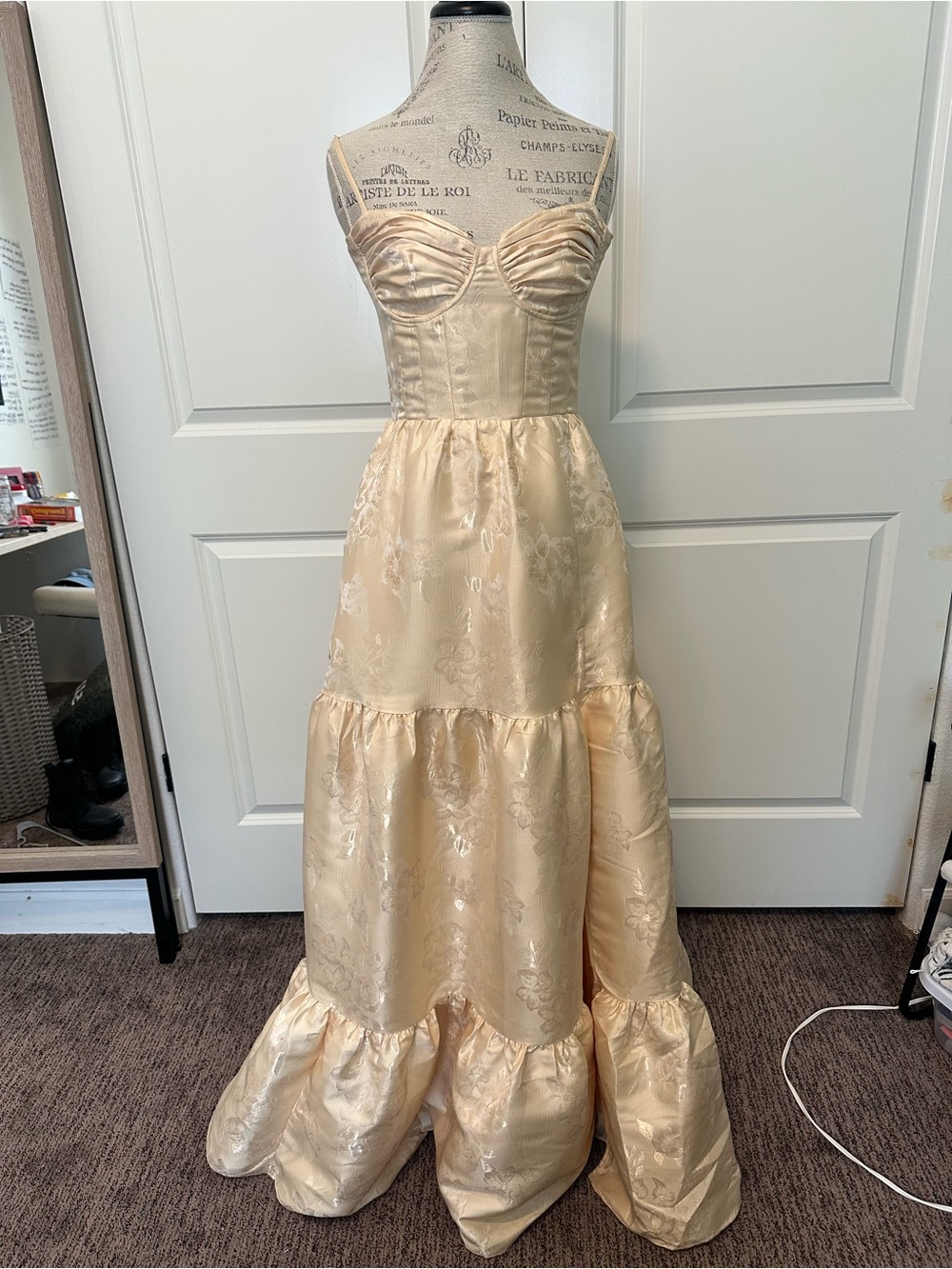 Anthropologie V. Chapman Lucretia Corset Tiered Brocade Maxi Dress